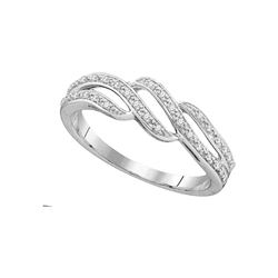 10kt White Gold Round Diamond Double Linked Rose-tone Infinity Pendant 1/10 Cttw