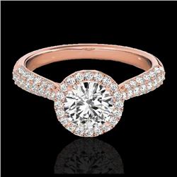 1.55 ctw VS Black Diamond Solitaire Halo Ring 10K Rose Gold
