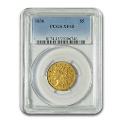 1836 $5 Gold Classic Head Half Eagle XF-45 PCGS