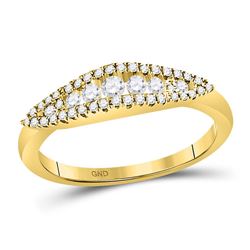 10kt Yellow Gold Round Diamond Quatrefoil Cluster Bangle Bracelet 3/8 Cttw