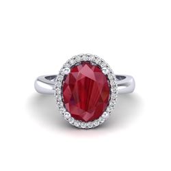 6 ctw Emerald And Halo VS/SI Diamond Ring 18K White Gold