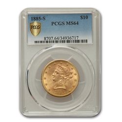 1885-S $10 Liberty Gold Eagle MS-64 PCGS