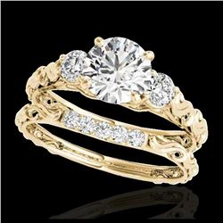 1.60 ctw Intense Fancy Yellow Diamond Art Deco Ring 18K Rose Gold