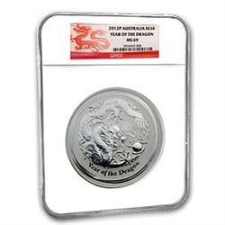 2012 Australia 1 kilo Silver Year of the Dragon MS-69 NGC