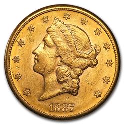 1887-S $20 Liberty Gold Double Eagle AU