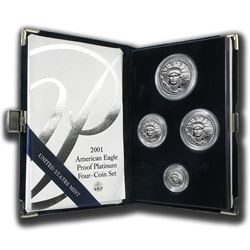 2001-W 4-Coin Proof Platinum American Eagle Set (w/Box & COA)