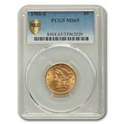 1901-S $5 Liberty Gold Half Eagle MS-65 PCGS