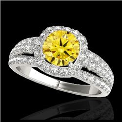 2.03 ctw Intense Fancy Yellow Diamond Art Deco Ring 18K Rose Gold