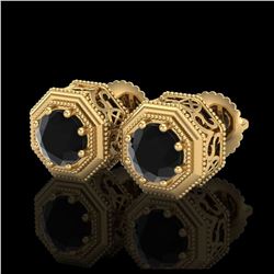 1.12 ctw Fancy Black Diamond Art Deco Ring 18K Rose Gold