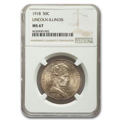 1918 Lincoln Illinois Centennial Half Dollar MS-67 NGC