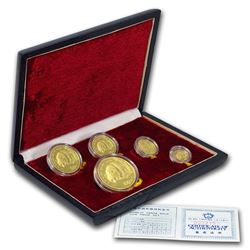 1987 China 5-Coin Gold Panda Proof Set (In Original Box)