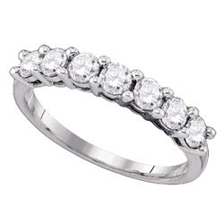 14kt White Gold Round Diamond Geometric Stackable Band Ring 1/10 Cttw