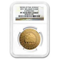 2011 Belarus Gold 100 Rubles Zodiac: Capricorn PF-70 NGC