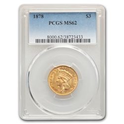 1878 $3 Gold Princess MS-62 PCGS