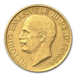 1923-R Italy Gold 100 Lire Vittorio Emanuele III MS-62 PCGS.