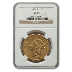 1858-S $20 Liberty Gold Double Eagle XF-45 NGC