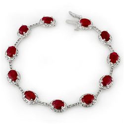 11.39 ctw Blue Sapphire & Diamond Bracelet 10K White Gold