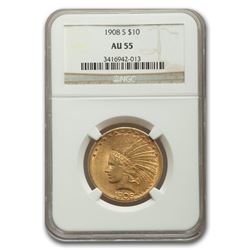 1908-S $10 Indian Gold Eagle AU-55 NGC
