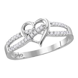 10kt White Gold Round Black Color Enhanced Diamond Heart Pendant 1/5 Cttw