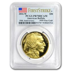 2016-W 1 oz Proof Gold Buffalo PR-70 PCGS (FS\, Flag Label)