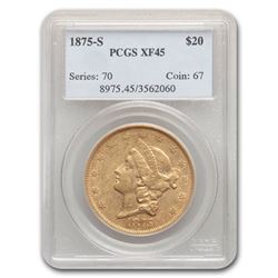 1875-S $20 Liberty Gold Double Eagle XF-45 PCGS