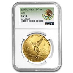 2019 Mexico 1 oz Gold Libertad MS-70 NGC (Coat of Arms Label)