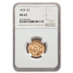 1878 $3 Gold Princess MS-65 NGC