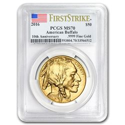 2016 1 oz Gold Buffalo MS-70 PCGS (FirstStrike®\, Flag Label)