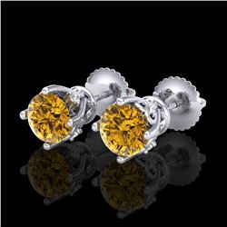 2 ctw SI/I Fancy Intense Yellow Diamond Ring 10K White Gold