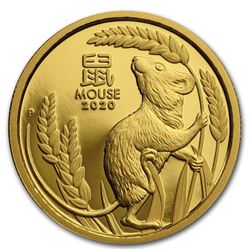 2020 Australia 1/4 oz Gold Lunar Mouse Proof (w/box & COA)