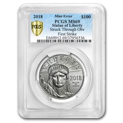2018 Platinum American Eagle MS-69 PCGS (Error\, Obv Struck Thru)