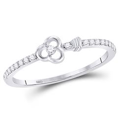 10kt White Gold Mens Round Diamond Single Row Cross Wedding Band 1/20 Cttw