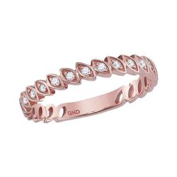 10kt White Gold Round Diamond Rose-tone Spiral Strand Crossover Band Ring 1/10 Cttw