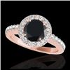 Image 1 : 1.07 ctw Fancy Black Diamond Art Deco Ring 18K Rose Gold