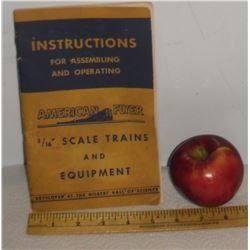 1949Instructions Scale Trains for toy trains 3/16 American Flyer- informations sur les trains jouets