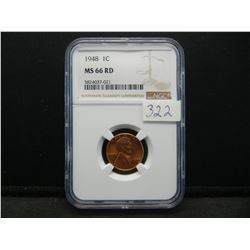 1948 Lincoln Cent NGC MS66 RED NGC Price Guide $135