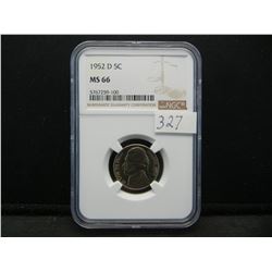 1952 D Jefferson Nickel NGC MS66 Tough Date