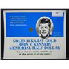 Image 1 : Solid 14KT Gold John F Kennedy Memorial Half Dollar