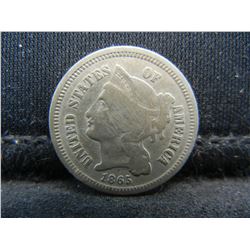 1865 Three Cent Nickel Civil War Date