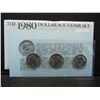 Image 1 : 1980 United States Susan B. Anthony 3 Coin Dollar Set w/ Original Packaging