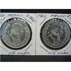 1960, 1961 Meixco One Pesos