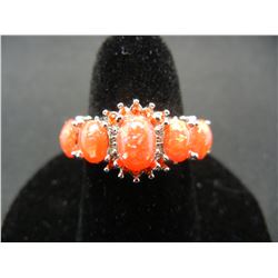 WOMAN'S ORANGE FIRE OPAL RING (SIZE 6), FASHION JEWELRY