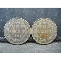 1876-H & 1905 CANADIAN CENTS!