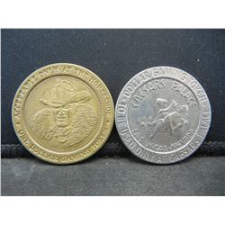 2 CASINO COINS (CAESARS PALACE & BINIONS HORESHOE), LAS VEGAS
