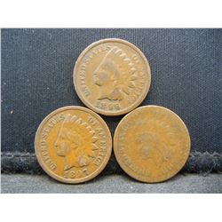3 Indian Cents 1883 1896 1897