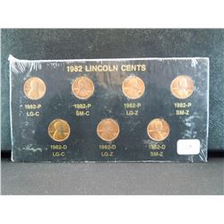 1982 Lincoln coin set with all 7 varieties of coins minted that year