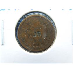 key date 1870 Indian head cent counter stamped with the initials "JB".