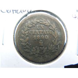 1890-m one centavo coin from Mexico