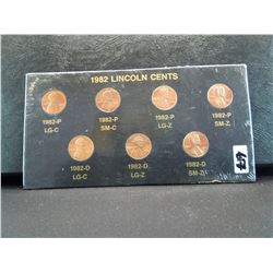 1982 memorial cent set includes an example of each of the pennies minted that year
