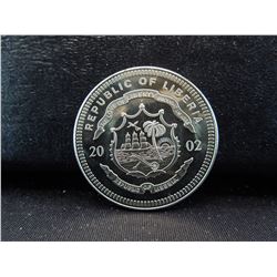 2002 proof ten dollar coin from Liberia  " America's fight for freedom"